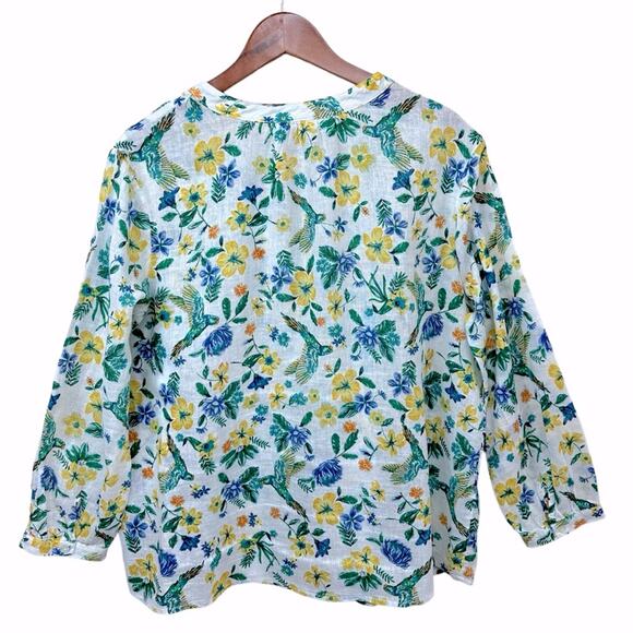 OLD NAVY Women’s Size XL Printed Linen-Blend Blouse Floral Multi - Picture 3 of 14